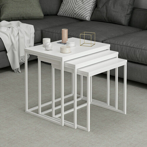 Beistelltisch Evia White, 3 Stück