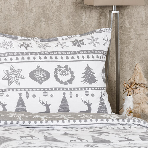 4Home Christmas Time flanel ágyneműhuzat, szürke, 140 x 220 cm, 70 x 90 cm
