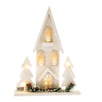 Drewniany domek LED Christmas cottage biała, 36 x 27 x 7 cm