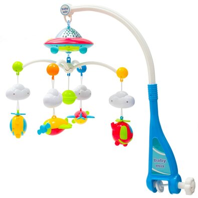 Kolotoč Baby Mix nad postieľku s projektorom adiaľkovým ovládaním, modrý