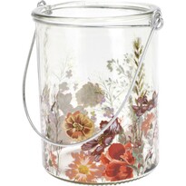 Suport de sticlă suspendat pentru lumânare Flori  de pajiște, 10 x 8 cm, roșu
