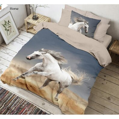 Lenjerie de pat din bumbac Kvalitex Horse 3D , 140x 200 cm, 70 x 90 cm