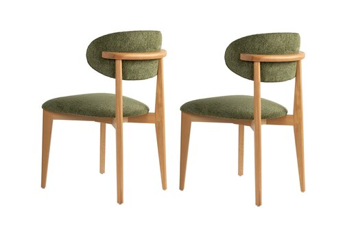 Súprava jedálenských stoličiek Lionte Green and Light Oak, 2 ks