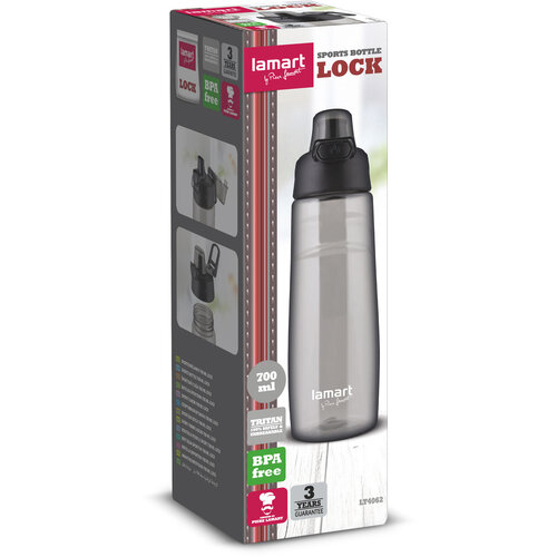 Lamart LT4062 Sportflasche Lock 0,7 l, Schwarz