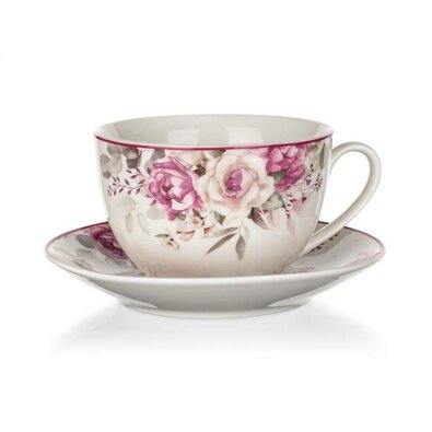 Banquet Keramiktasse mit Untertasse Rose 240 ml