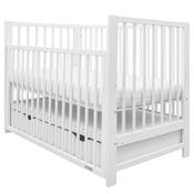 New Baby Dětská postýlka Basic se stahovací bočnicí a šuplíkem, bílá