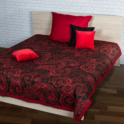 Narzuta na łóżko Sal czerwony/czarny, 160 x 220 cm
