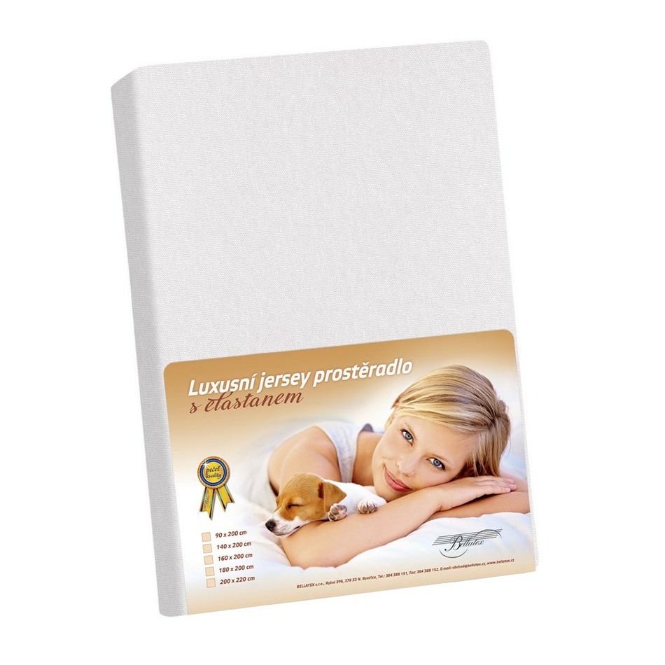 Bellatex prześcieradło z elastanem, biały, 100 x 200 cm