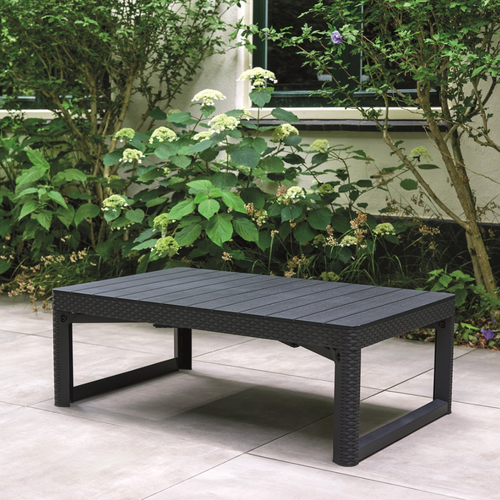 Stôl Keter Lyon z ratanu 116 x 72 x 40 – 66 cm, grafitová farba