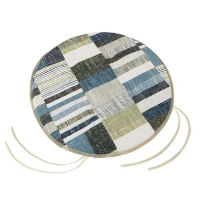 Bellatex Sitzkissen EMA rund glatt Kachel blau-grau, 40 cm