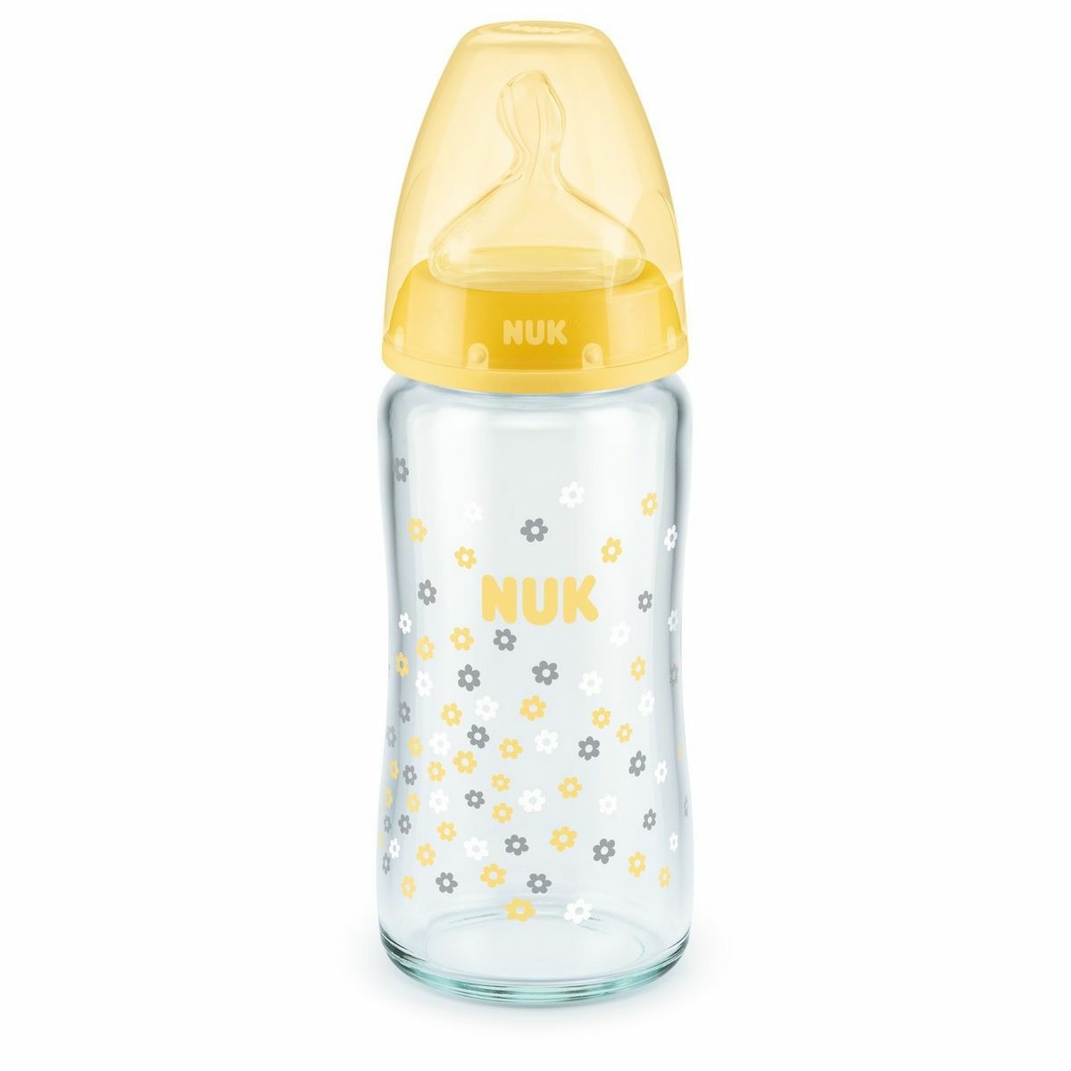 NUK First Choice+ Skleněná láhev 240 ml, žlutá