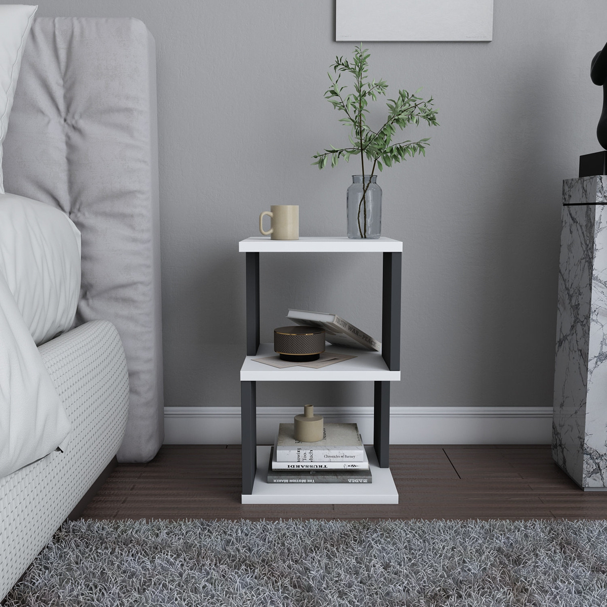 Noční stolek Carter White Anthracite - thumb (3)