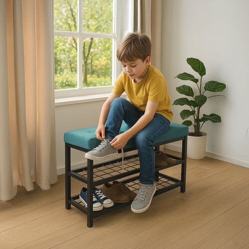 Skrinka na topánky s 2 policami, zelená