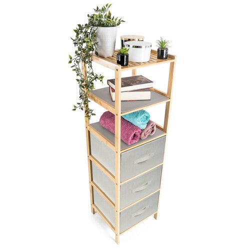 G21 Bambusz polc kosarakkal, 5 polc, bézs