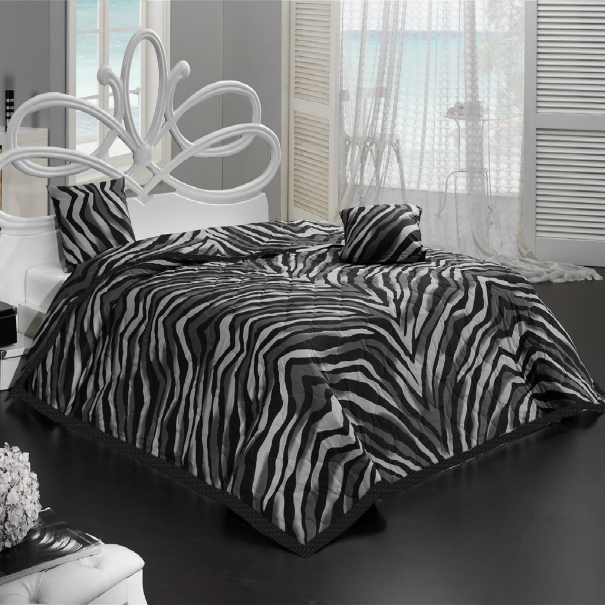 Bedtex přehoz Bengal Čiený 220x240 + 2x 40x40 cm