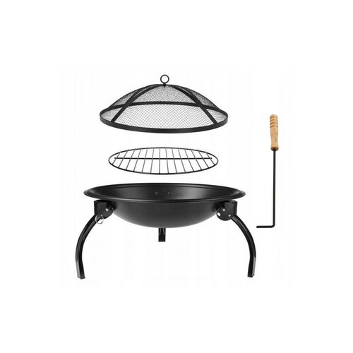 Gartenfeuerstelle mit Deckel Schwarz, Durchmesser 56 x 39,5 cm