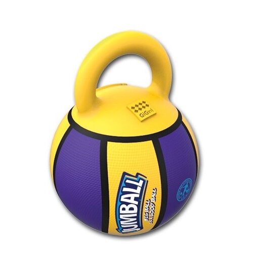 GiGwi Gummiball für Hunde Jumball Basketball mit Griff in Gelb, 20 cm