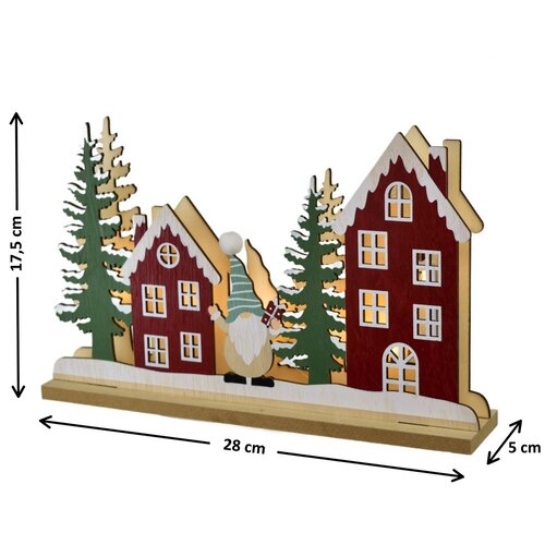 Decorațiuni luminoase de Crăciun Case, 28 x 17,5 x5 cm, LED