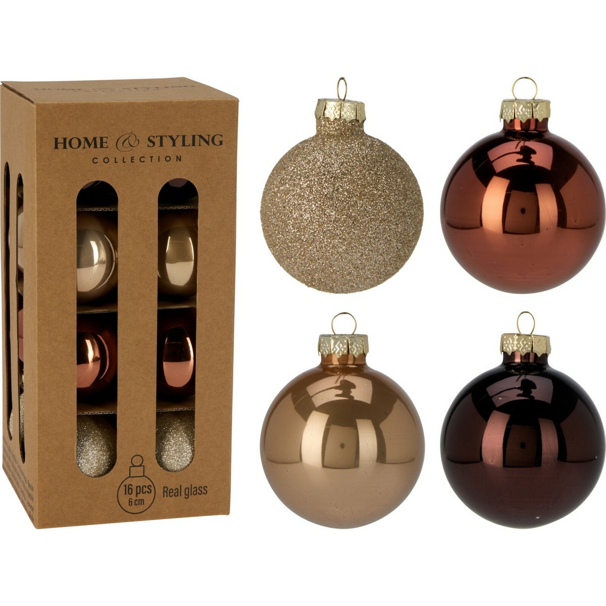 Súprava 16 ks vianočných ozdôb Crystal Harmony, coffee, pr. 6 cm, sklo