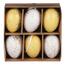 Mű húsvéti tojás szett arannyal díszített, sárga és fehér, 6 db