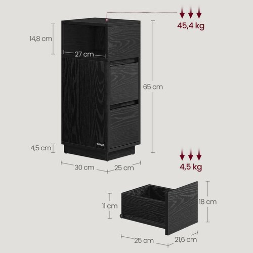 Odkladací stolík E1065 BK, čierna