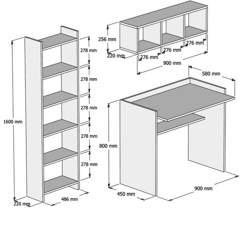 Schreibtisch mit Bücherregal Matilda White
