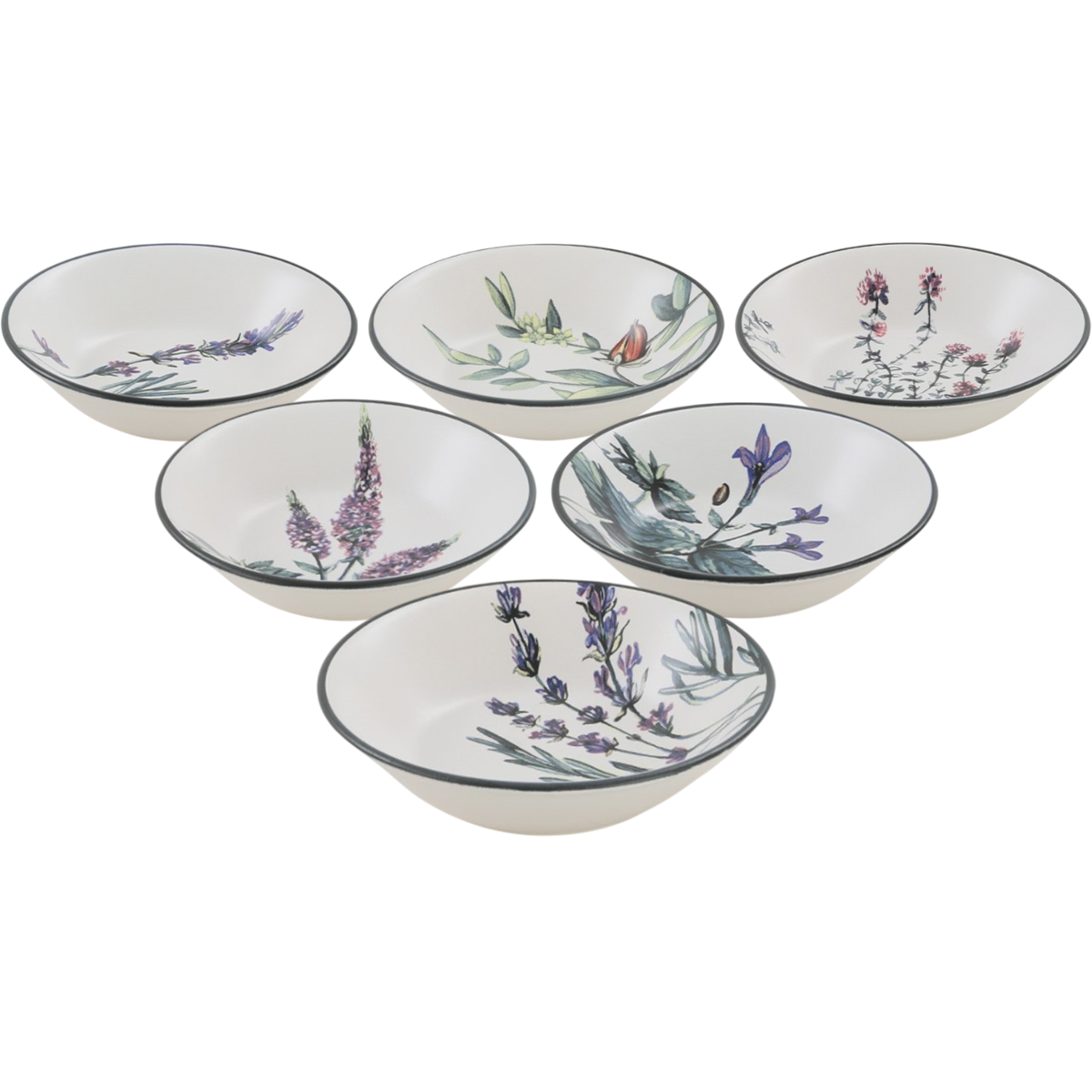 Zestaw 6 głębokich talerzy kamionkowych Herbal 18 cm
