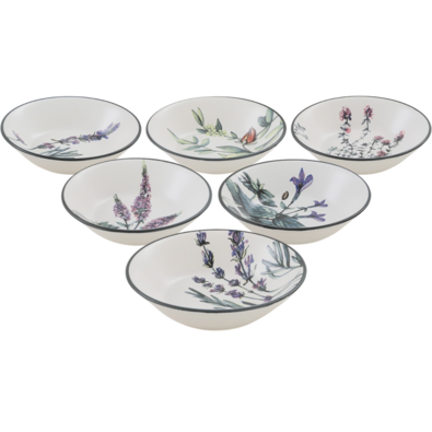 Sada 6 kameninových hlubokých talířů Herbal 18 cm