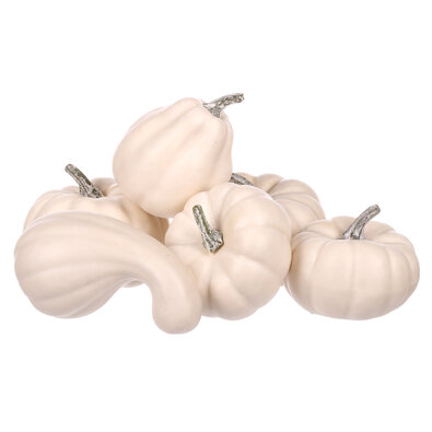 Набір білих декоративних гарбузів, 6 шт., мікс видів, пластик