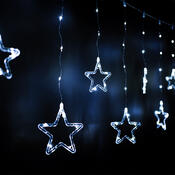 Světelný venkovní závěs Stars, 200x60cm, LED, studená bílá, časovač, 8 funkcí, na baterie