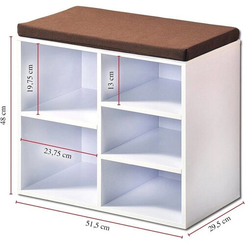 Kesper 15915 Schuhregal mit Sitz, Weiß, 51,5 x 48 x 29,5 cm