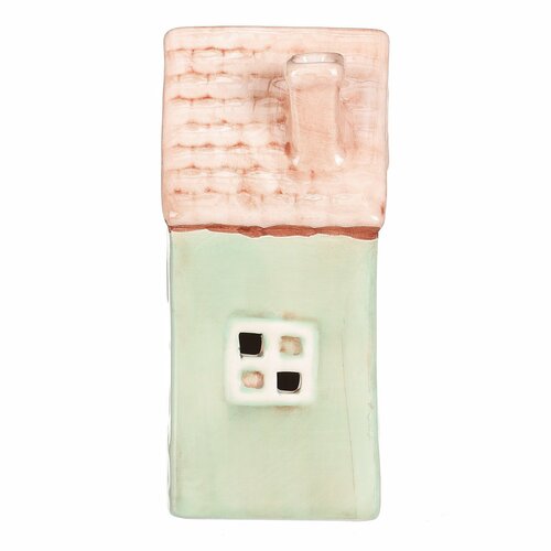 Căsuță din ceramică cu LED, 10 x 7 x 14 cm,primăvară, verde închis