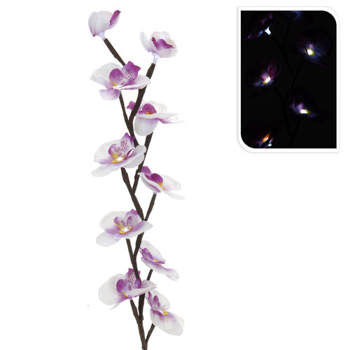 Umělá květina orchidej LED světlo růžová