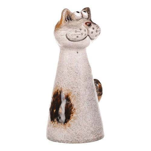 Keramische Zaundekoration Katze, 10 x 18 x 9 cmbeige,