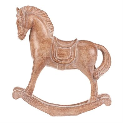 Dekoracja konik na biegunach 19 cm, żywicapoliestrowa, imitacja drewna