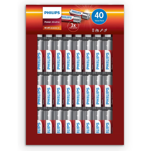 Baterii alcaline Philips AA 1,5 V Power, 40 buc