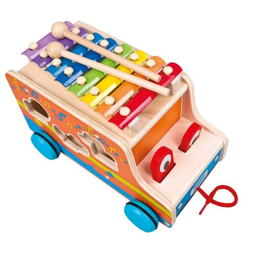 Bino Formensortierer mit Xylophon Auto, orange
