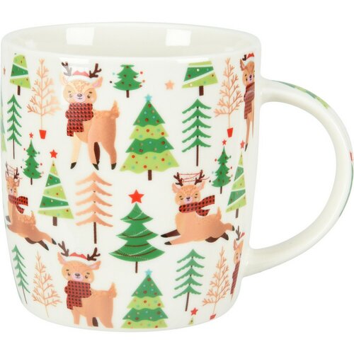 Porzellanbecher mit Weihnachtsdekoration, 370 ml