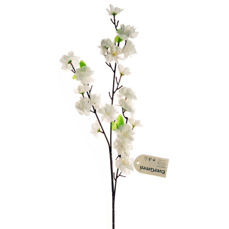 Floare artificială Sakura, 3 muguri, în. 66 cm, albă