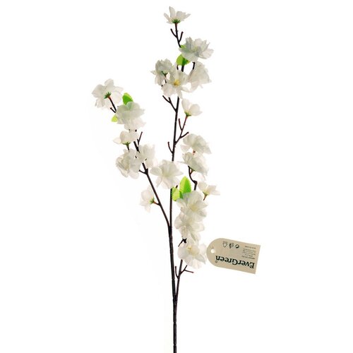 Floare artificială Sakura, 3 muguri, în. 66 cm,  albă