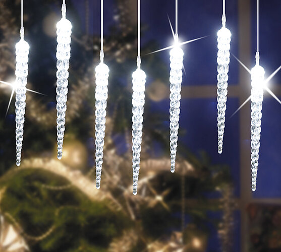 Svítící rampouchy, transparentní, 18 cm