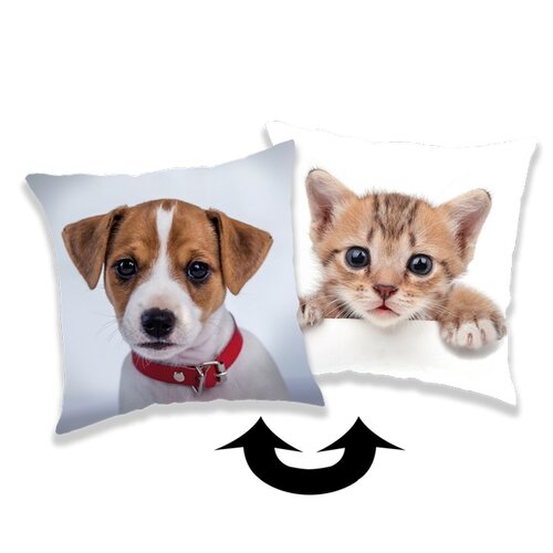 Jerry Fabrics Povlak na polštářek s flitry Pes / kočka, 40 x 40 cm