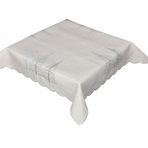Різдвяна скатертина Ялинки сіра, 120 x 140 см