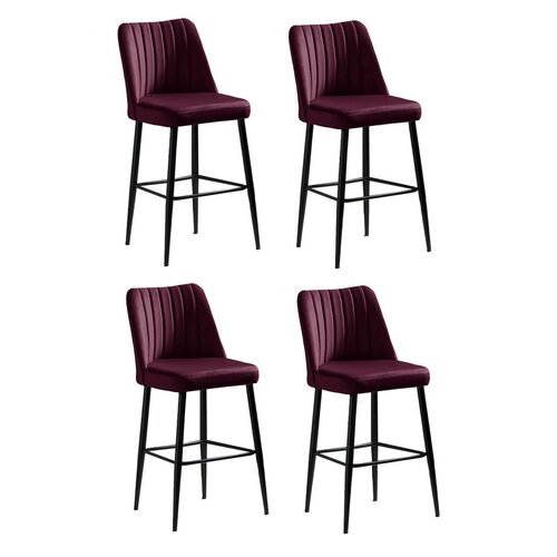 Súprava barových stoličiek Vento Claret Red, 4 ks