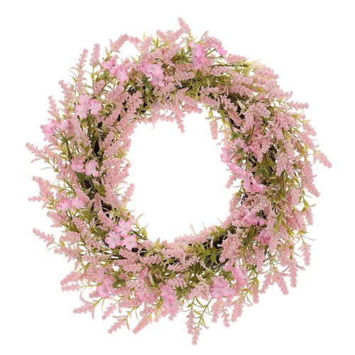 Ghirlanda din flori artificiale mici, diametru 50cm, roz, 50 x 50 x 10 cm
