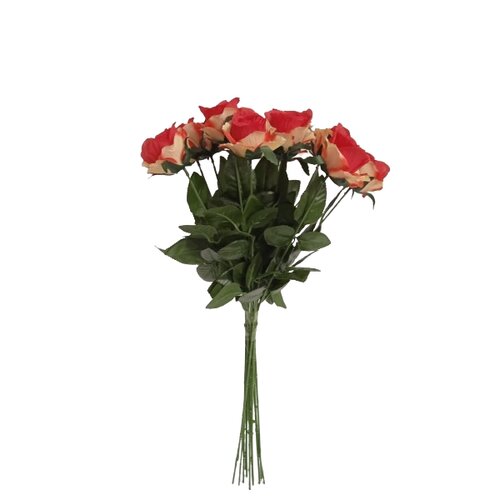 Buchet artificial de trandafiri roșii și galbeni,67 cm, 12 bucăți