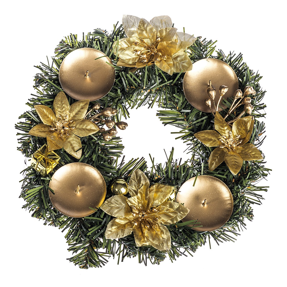 HTH Zdobený adventní věnec pr. 25 cm zlatá