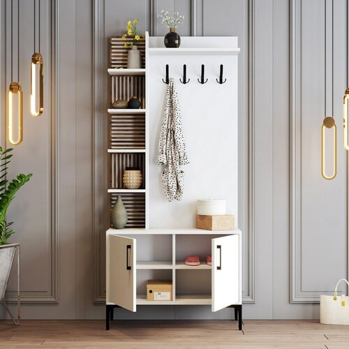 Vešiak s botníkom a policami Viyana White