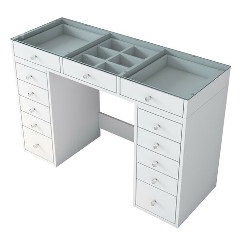 Stolik kosmetyczny Grace White ze szklanym blatem