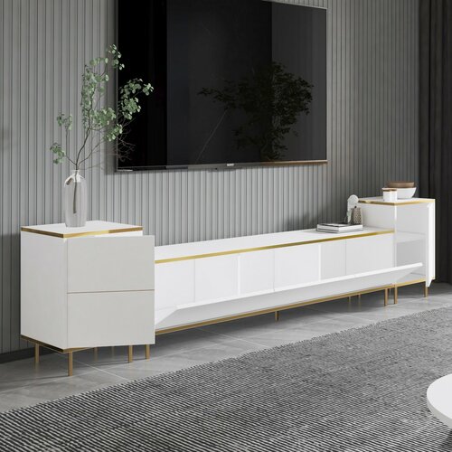 TV-Lowboard mit Schränken Imej White and Gold